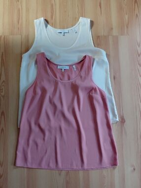 Lark and Ro sleeveless Scoop Neck blouse - Set of two: Cream & Pink